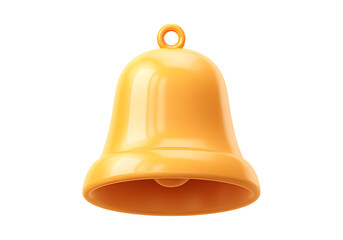 Shiny yellow bell 3d render isolated on black background, On Transparent Background