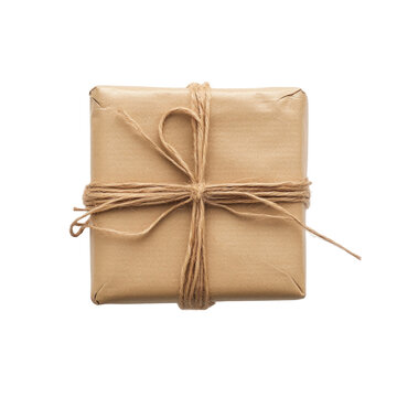 Square package tied with twine