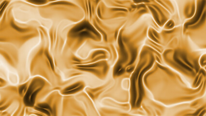 Abstract golden liquid flows smoothly creating mesmerizing patterns and reflections, suggesting luxury, warmth, and fluidity in a seamless motion.