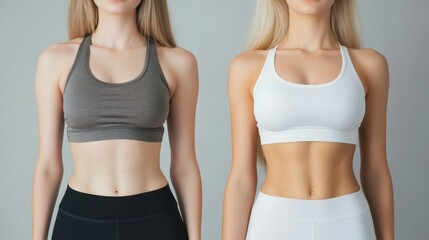 Fit Females in Activewear: A pair of slender women showcase their fitness journey, dressed in stylish activewear and embodying health and wellness