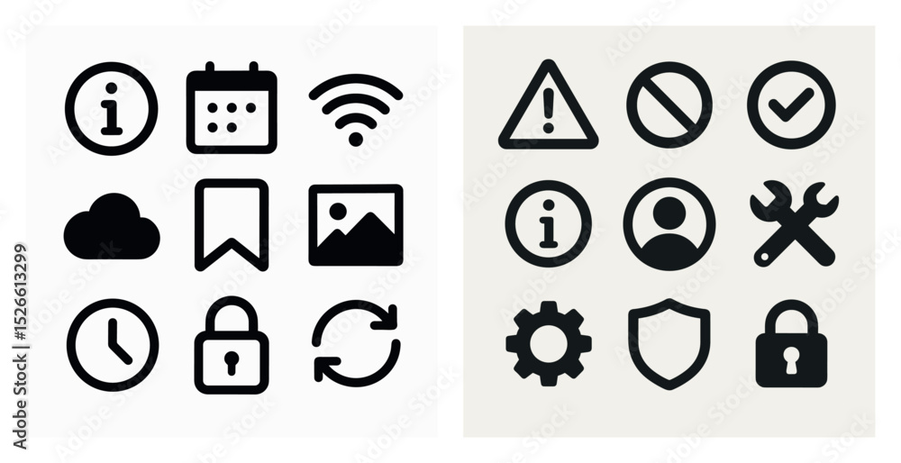 Poster minimalist icon set for digital and printed design projects