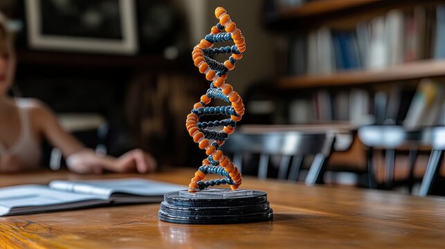 DNA model with study, library, and science. - Powered by Adobe