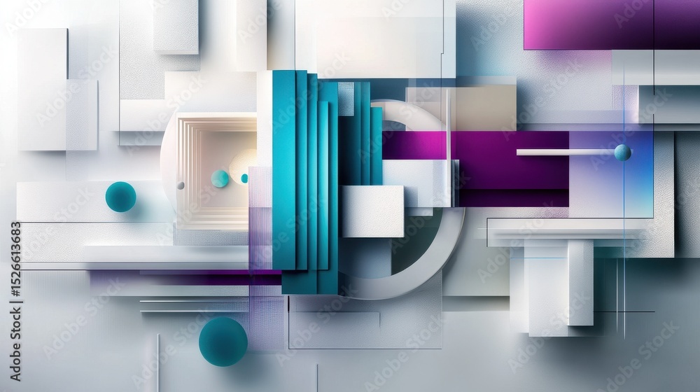 Aufkleber abstract geometric shapes in layered colors and forms