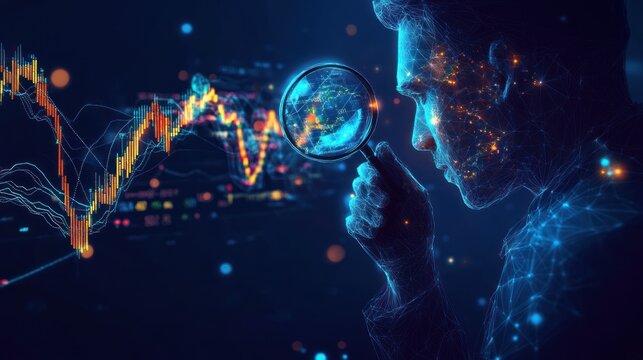 Businessman analyzes market trends