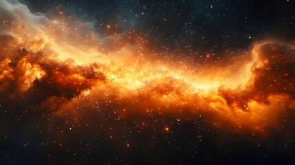 Fototapeta premium Witness the beauty of a fiery nebula, sparkling with countless stars in space.