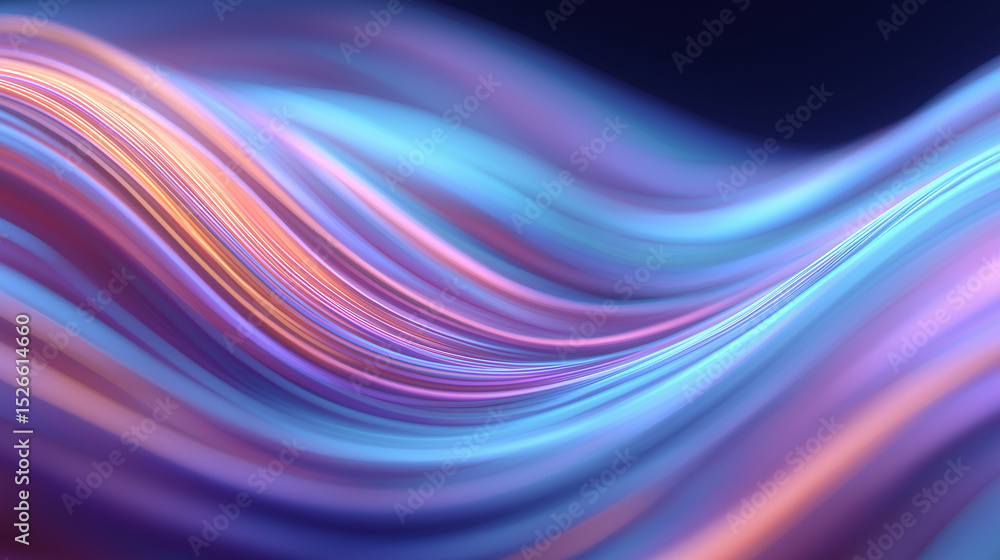 Poster dynamic 3d wave pattern with colorful lines and motion blur