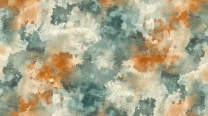 Fotobehang Abstracte kunst Calm abstract painting with orange and teal color splotches  © vadosloginov