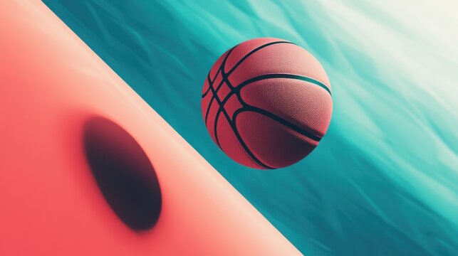 Vibrant basketball in motion against abstract outdoor backdrop - Powered by Adobe