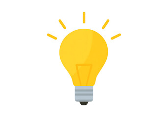 Bright yellow lightbulb idea innovation concept design, On Transparent Background