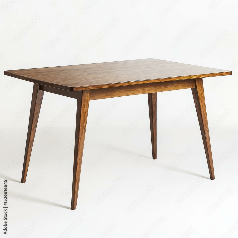 Poster rectangular wooden table with four legs in minimalist studio