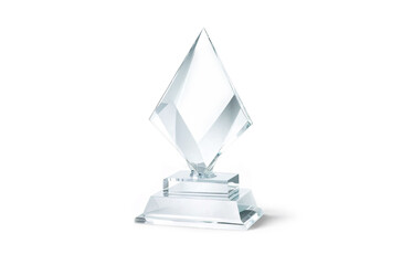 Blank rhombus glass award with marble stand, ai generated