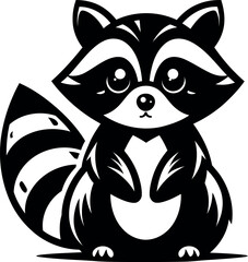 Cute Black and White Cartoon Raccoon
