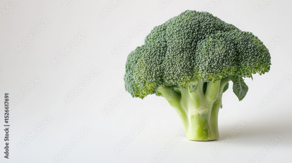 Poster fresh broccoli on white background in studio setting