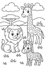 Coloring page for children. Beautiful illustration for coloring book.