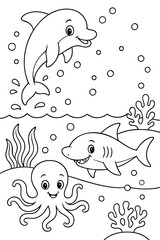 Coloring page for children. Beautiful illustration for coloring book.