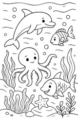 Coloring page for children. Beautiful illustration for coloring book.