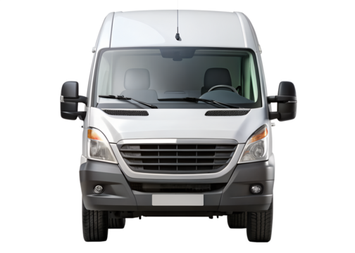 white logistic van front view with headlights
