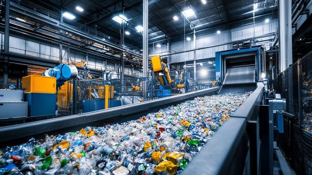 Plastic Recycling Facility Conveyor Belt - Powered by Adobe