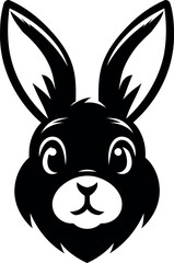 Black and White Silhouette of a Rabbit's Face