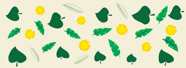 Summer pattern of Seamless Tropical Leaf and Flower Pattern Backgrounds