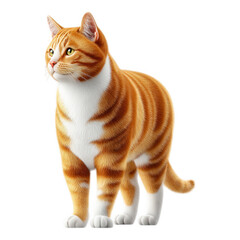 Adorable ginger cat with white chest standing isolated transparent background perfect for pet product designs