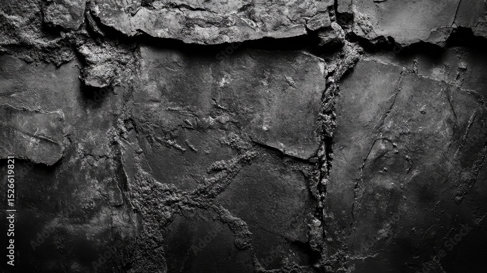 Poster rough textured stone with deep cracks in natural environment