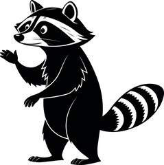 Cartoon Raccoon Waving Hello