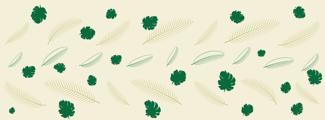 Summer pattern of Seamless Tropical Leaf and Flower Pattern Backgrounds