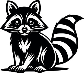 Charming Cartoon Raccoon in Black and White
