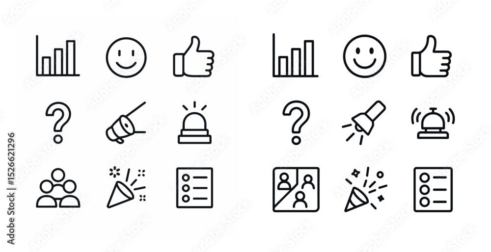 Poster collection of minimalist line icons for communication and interaction design