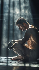 Powerful Athletic Man Contemplating After Intense Workout