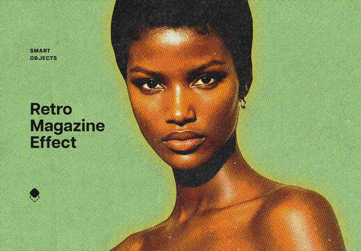 Retro Magazine Photo Effect Mockup