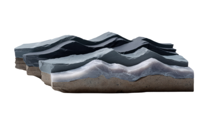 Waves in Stone: A captivating display of stone formations carved in the likeness of ocean waves, an abstract display of artistic creation. A study in texture and form.