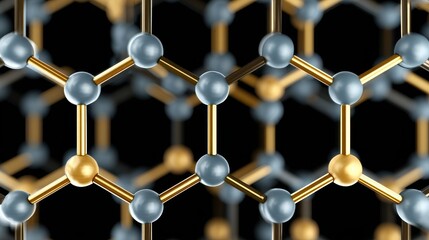 3D Render of Crystal Lattice in Metallic Color