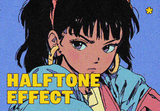 Halftone Print Effect Mockup