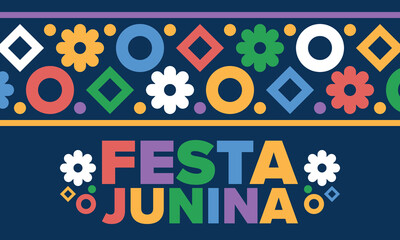 Obraz premium Festa Junina in Brazil. Brazilian festival. Happy holiday. Brazil flag. Carnival and parade. Summer fun party. Vector illustration