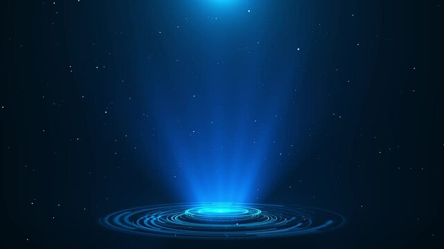Futuristic interface stage High tech HUD news studio Digital high-tech hologram Technology circle light stage podium elements, hologram portal interface. circle product presentation. virtual reality.