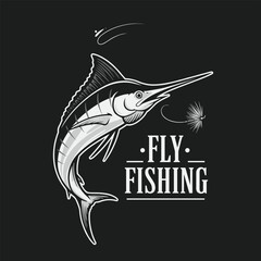 Fly fisherman fishing.graphic fly fishing