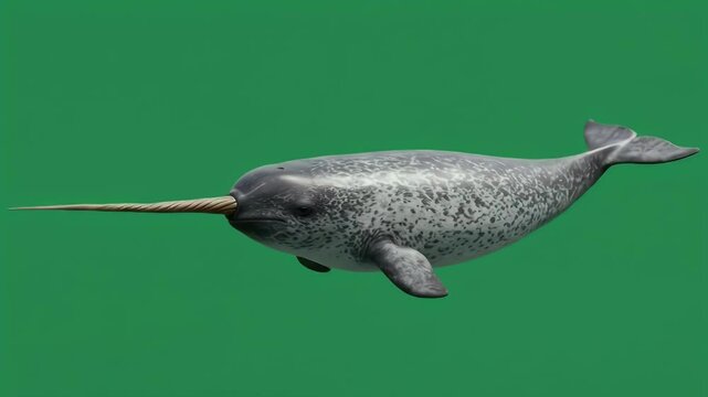 Narwhal Isolated on Green Background