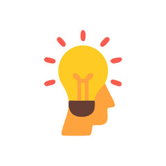 Bright Idea Head Icon. vector