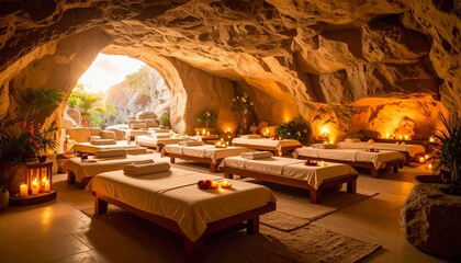 Relaxation retreat cave spa sanctuary tranquil oasis wellness 