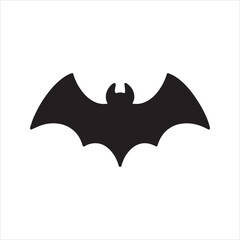 Flying bat silhouette vector icon for Halloween