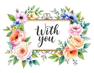 Floral frame with text
