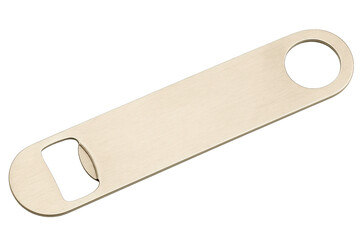 Sleek metal bottle opener for easy access to beverages on a transparent background