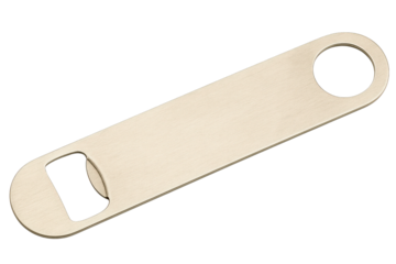 Sleek metal bottle opener for easy access to beverages on a transparent background