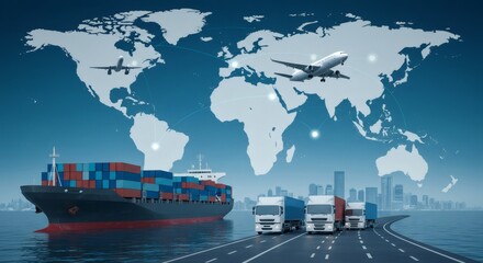 Containers shipping port-Global Logistics and Transportation Network