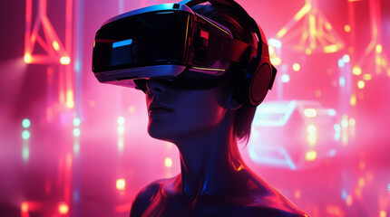 woman wearing goggles for Virtual reality