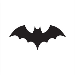 Flying bat silhouette vector icon for Halloween