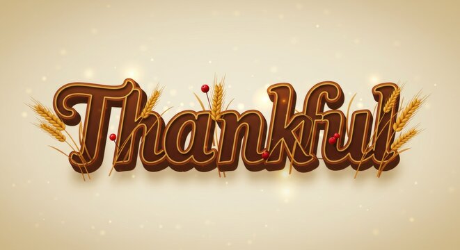 Thankful thanksgiving design with wheat and berries for seasonal celebrations