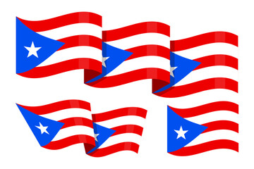 Vector illustration of wavy Puerto Rico flag on transparent background